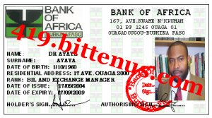 Form Ayaya MY BANK ID CARD